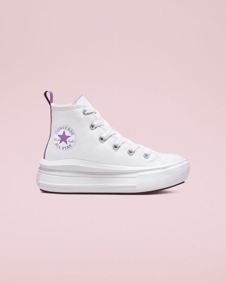 Girls' Converse Chuck Taylor All Star Move High Top Platform Shoes White / Purple / White | AU 38451Q